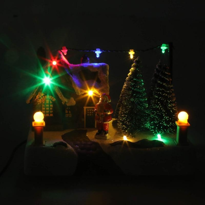 Rotating Holiday Music Boxes Featurings Warm LED Light And Resins Construction For Family Gatherings