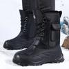 Herren Tarnung Mittelhohe Schneestiefel, Schnürung Dicke Sohle Fleecegefüttert Warm Outdoor Arbeit Baumwollschuhe