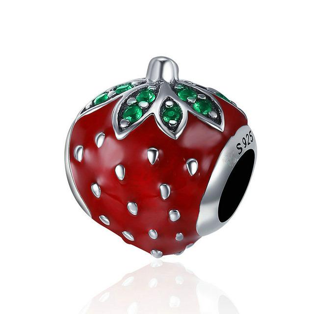 New Christmas Gift Red Strawberry Tree Hat Diy Bead Fit Original Charms Silver 925 Bracelet For Girl Fashion Jewelry