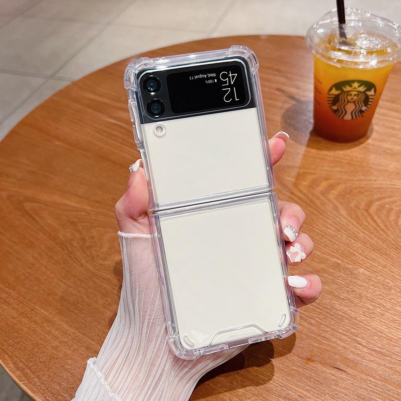 Coque Samsung Z Flip7: Compatible avec Z Flip5/4/3/6, Étui de protection pliable aux quatre coins en TPU+PC