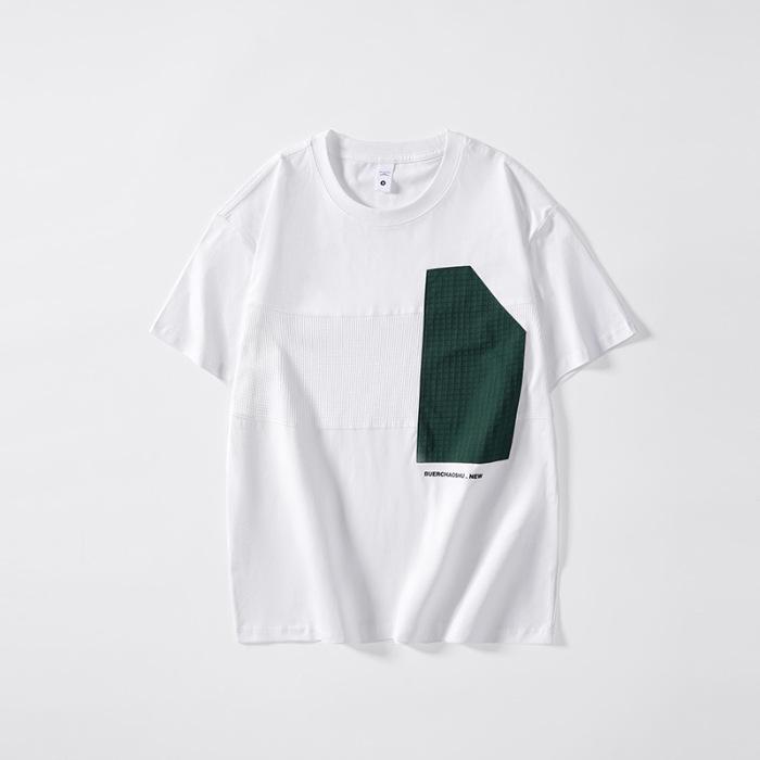 

Новая летняя тонкая футболка с коротким рукавом для мужчин, свободная и универсальная, в стиле ретро, контрастная, с круглым вырезом 4XL белый