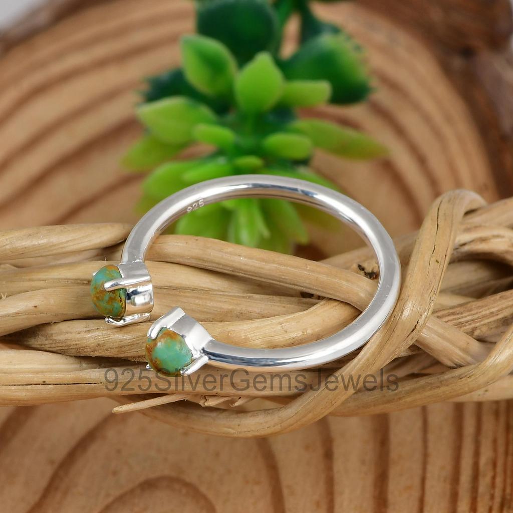 Kingman Turquoise Ring, 925 Sterling Silver Ring, Minimalist Turquoise Band Ring, Dainty Gemstone Ring, December Birthstone Gift