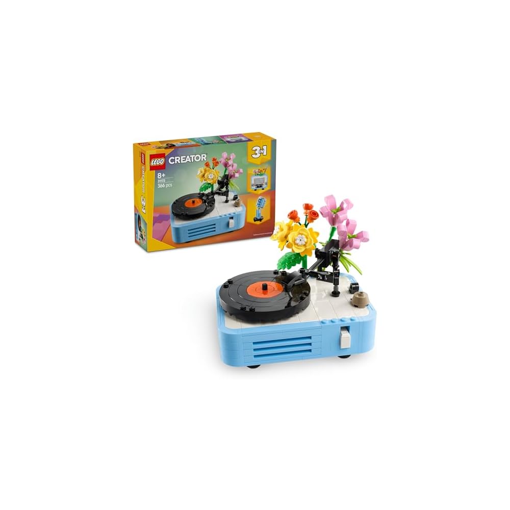 LEGO Creator Flower and Record Player Toy Building Set for Kids Ages 8-10, 31172