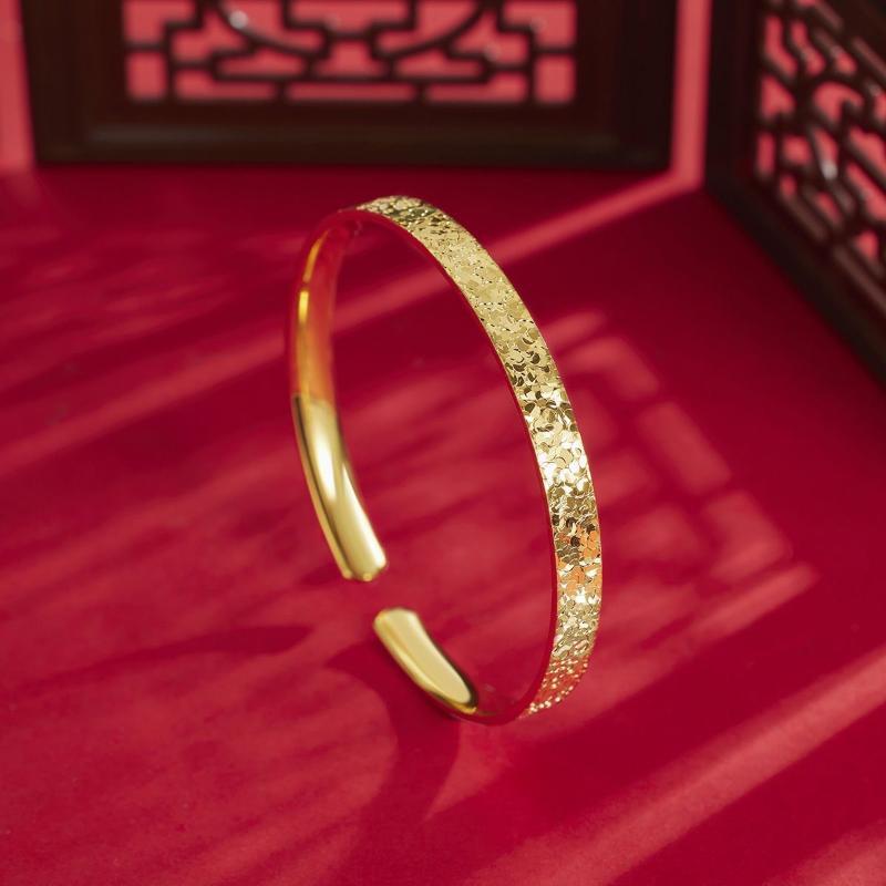 Gold Plated Bangle With Sparkling Crushed Ice Texture And Comfort Fit Design Perfect For Daily Wear Anniversary Party Gift