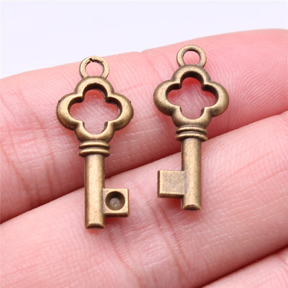 10pcs Antique Bronze Silver Color Pendants DIY Crafts Making Findings Handmade Tibetan Jewelry Key Charms For Jewelry Making