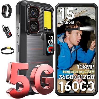 OUKITEL WP300 Smartphone 5G Incassável 36GB+512GB 6,8" Bateria 16000mAh 108MP Android 15 Telefone Móvel Dual SIM/NFC Preto