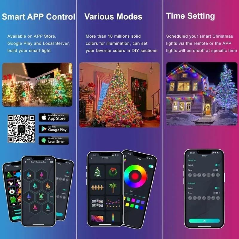 DIY Light String App Contronl String Lights RBGIC Bluetooth Connect Decorations Lights for Room Chirsmas New Year Holiday Decor