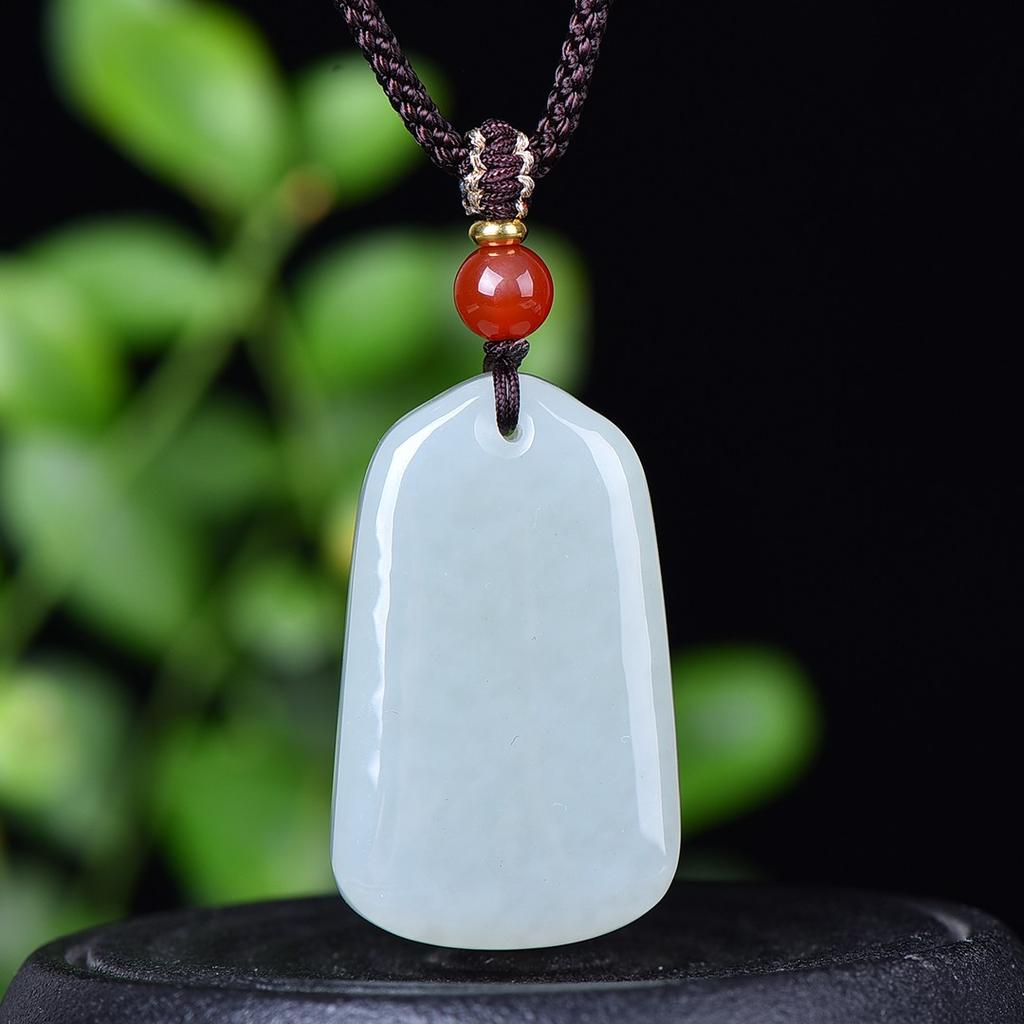 Natural Hotan Jade Wushi Brand Pendant Women's Necklace Birthday Gift for Girlfriend and Wife with Certificate