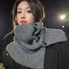 Korean Style Knit Button Neck Gaiter Shawl - Women's Autumn/Winter Warm Dual-Use Scarf