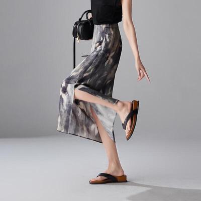 SOFSIL Chinese Ink Wash Print A-Line Midi Skirt