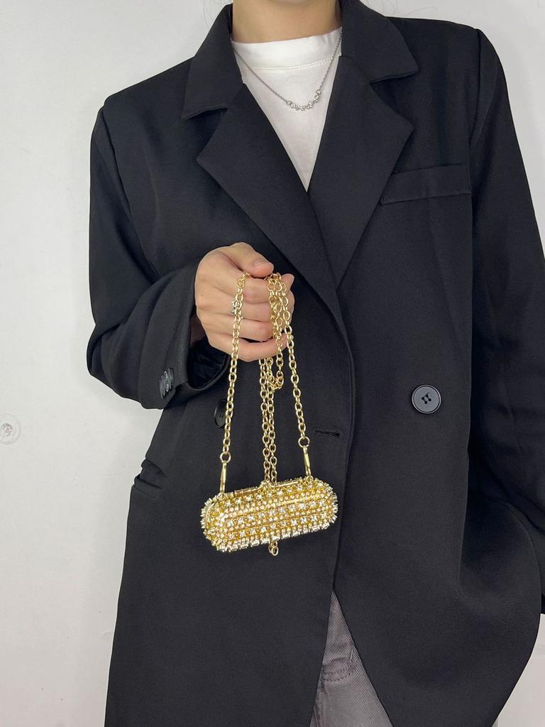 Fashion Mini Lipstick Clutch With Chain And Crystal Decor For Daily Use