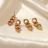 Cuban Chain Earrings, European and American Simple Chain Stainless Steel Gold-plated Studs, Fashionable and Creative Popular Design Earrings for Women