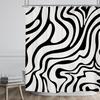 Retro Black White Shower Curtain Abstract 70s Art Waves Stripes Geometric 60s Vintage Simple Aesthetic Artistic Bathroom Decor