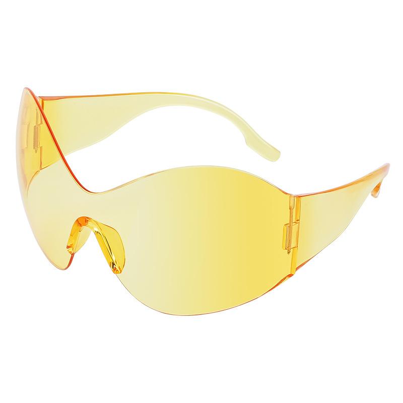 Windproof Large Frame Sunglasses Women'S Tide Frameless Integrated Cat Eye Sunglasses Men'S Glasses