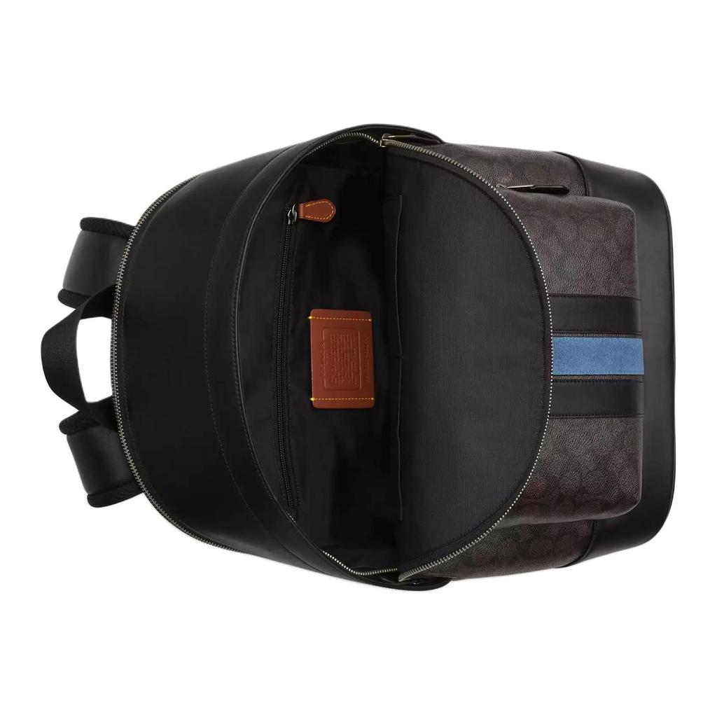 Coach West 32 Striped Monogram Coated Canvas Backpack Large Men backpack Gunmetal-Gray CDC54-QBWAN