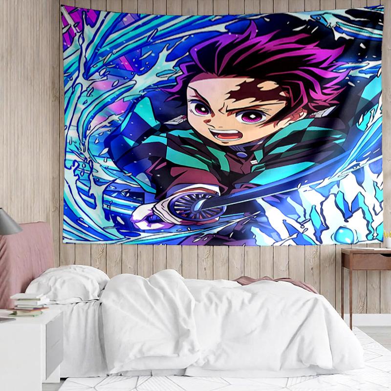 Demon Slayer Tanjiro Kamado Tapestry for Bedroom Aesthetic Classroom Tapestries Wall Hanging for Living Room Dorm Office,Ideal Creative Gift