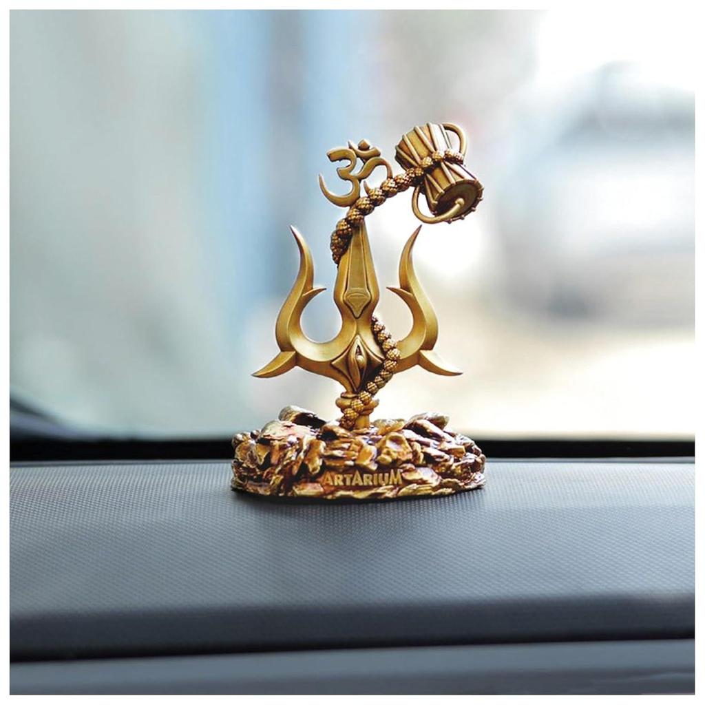 Trishul with Damru Traditional Trishul Damru Shiva Trishul Idol Decorative Showpiece for Car Dashboard Home Decor Pooja Room