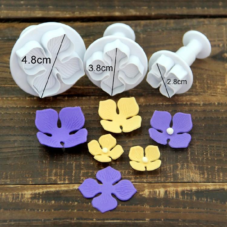 3 PCS DIY Fondant Stamps Multi-Shape Baking Accessories for Fondant Cake Cookie