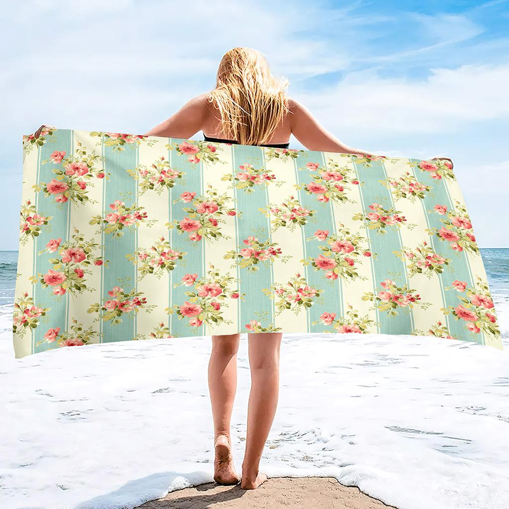Bath Towel Boho Style Flower,Oversized Sand Proof Blanket Swimming Floral Flowers Bath Pool Towel for Travel Camping Yoga Sport