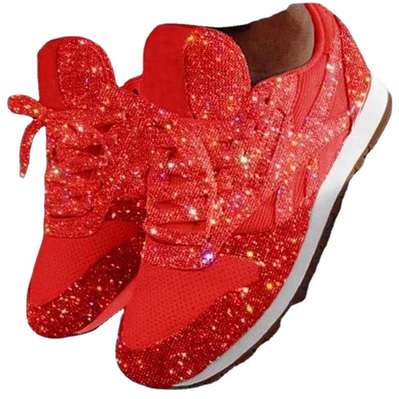 Sneaker Kinder Muffin Pailletten Schuhe Farblich passend Atmungsaktiv Strass Plateau-Sneaker Damen Übergröße