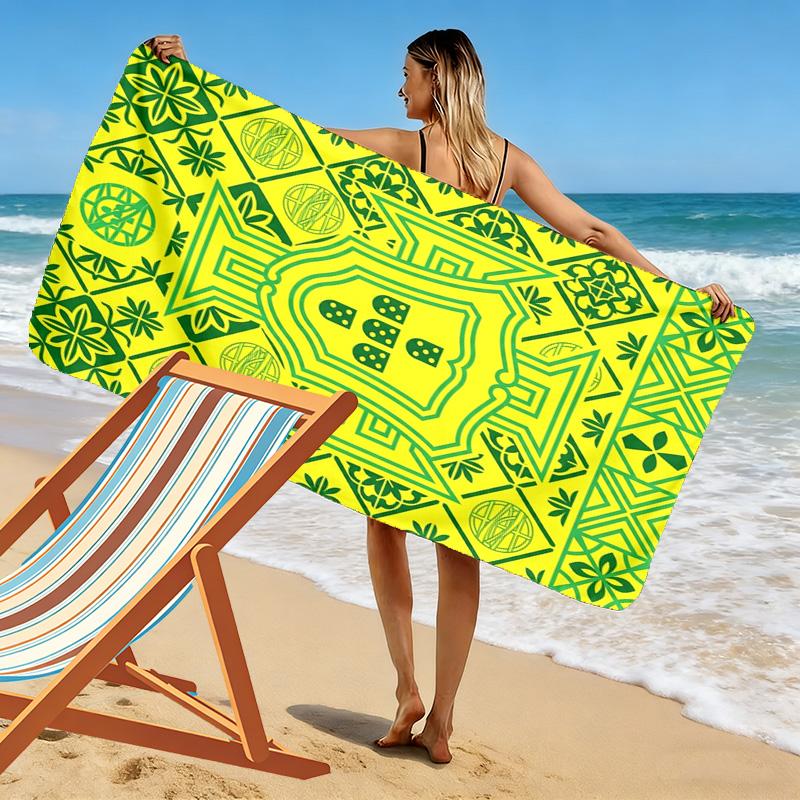 Portuguese Heritage Royal Emblem Beach Towel Beach Towel for Vacation Photos Portable for Travel Outdoor Pool Towel Seaside Absorbent Bath Towel