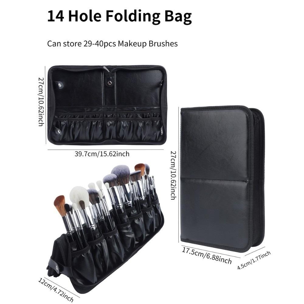 Folding Professional Cosmetic Brushes Bag Lightweight Water-resistant Upright Makeup Brush Bag Large Capacity Multifunctional