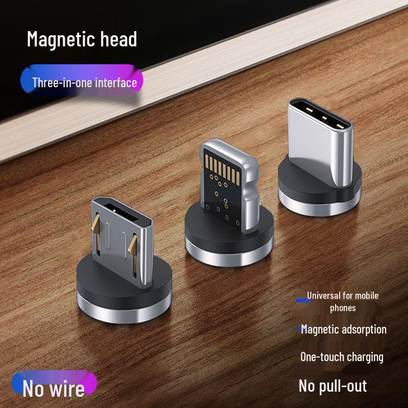 

Магнітна головка зарядного кабелю для пристроїв Apple, Android та Type-C – Швидка зарядка, Сумісна з автомобільним кріпленням