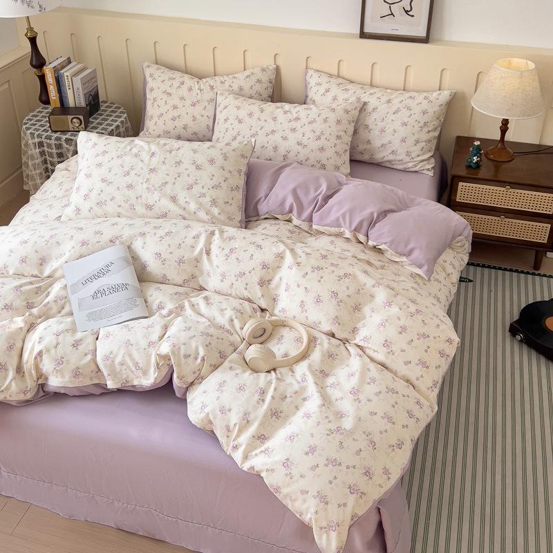 

Class A Maternal Infant Grade Aerobic Double-Layer Yarn 4-Pcs Set Mixed Matched Fresh Student Dormitory 3-Pcs Set Bed Sheet Cover 1.2 Sheet3pcs quilt 1.5*2m