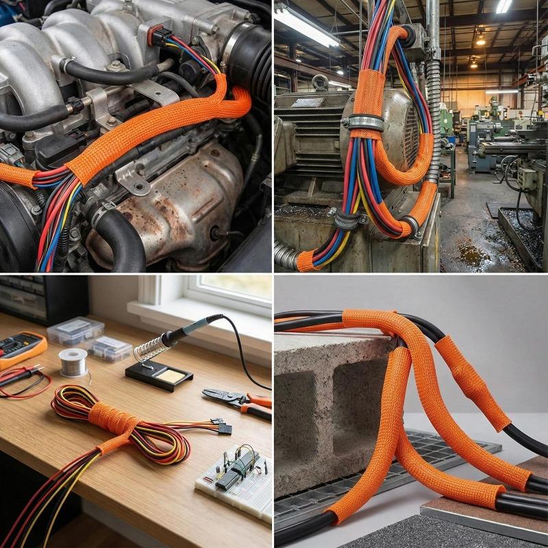 Insulation Cable Sleeves Black Braided Heat Shrink Tube Car Line Organizer Flam Retardant Wire Wrap Sheath Protection Covers