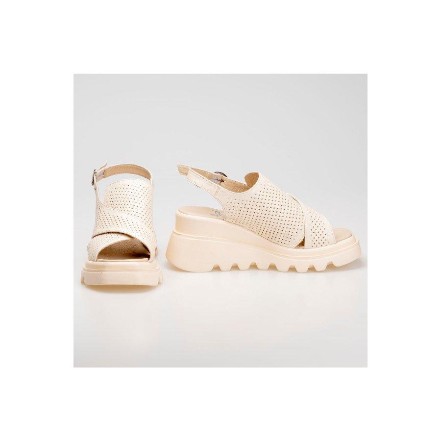 Women's Genuine Leather Wedge Heels Sandals