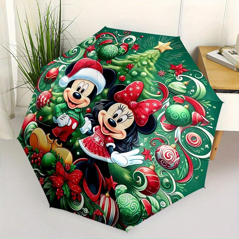 

Mickey Mouse, Minnie Mouse Automatic Opening and Closing Umbrella - 8 Ribs Portable Folding Umbrella with Plastic Handle, Suitable for Leisu