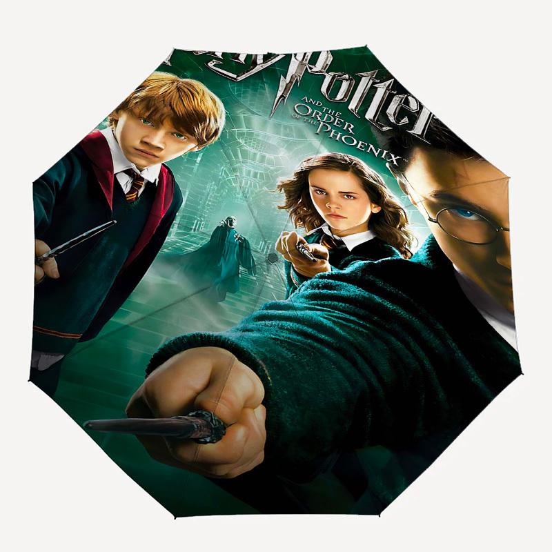 

1pc Harry Potter and the Order of the Phoenix Automatic Folding Umbrella - Compact 8-Rib Design, Durable Plastic & Iron1447L