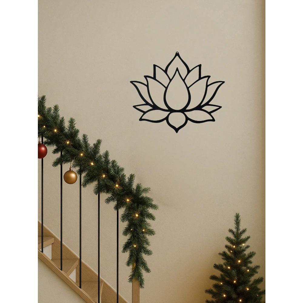 Wrought Iron Lotus Wall Sculpture Spiritual Yoga Room Decor Metal Art Meditation Gift Home Bedroom Living Room Modern Decoration Two Sizes