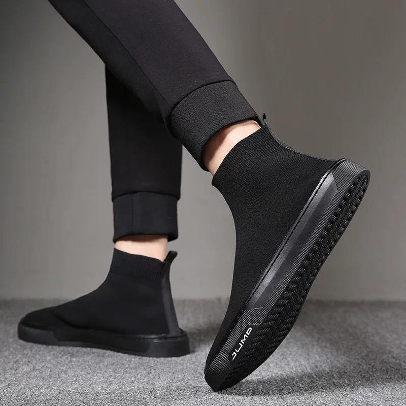 Spring and summer breathable men's shoes one pedal sleeve elastic socks shoes casual Korean version high-top board shoes