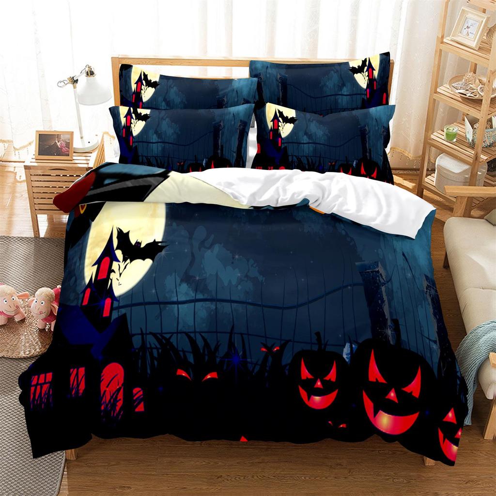 Halloween Bedding 3D Horror Pattern Duvet Cover Pillowcase 2/3pcs Single/double Bed Full-size Home Textile Teens Men Gift
