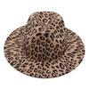 French Leopard Print Top Hat Women'S Big Eaves Autumn And Winter Felt Hat Versatile Retro British Jazz Hat