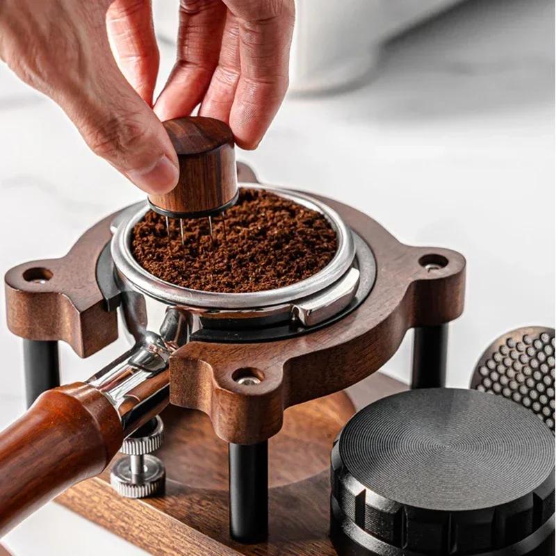 Wooden Espresso Tamper Rack 51/53/58mm Portable Manual Espresso Tamping Station for Cafe Office Restaurant Countertop Home Use