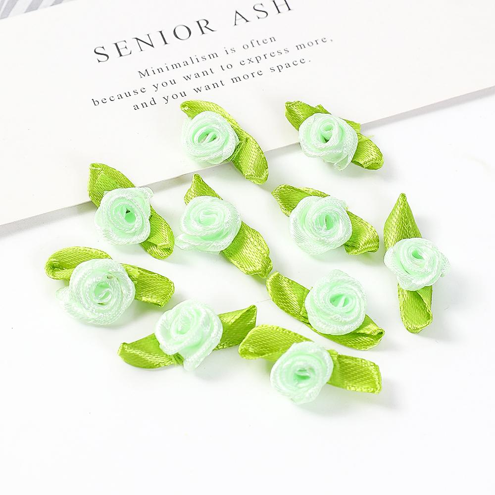 50Pcs Mini Rose Artificial Flowers Heads 2cm Buds Fabric Flower Wedding Decoration Craft Supplies Ribbon Bow-Knot Gift Decor
