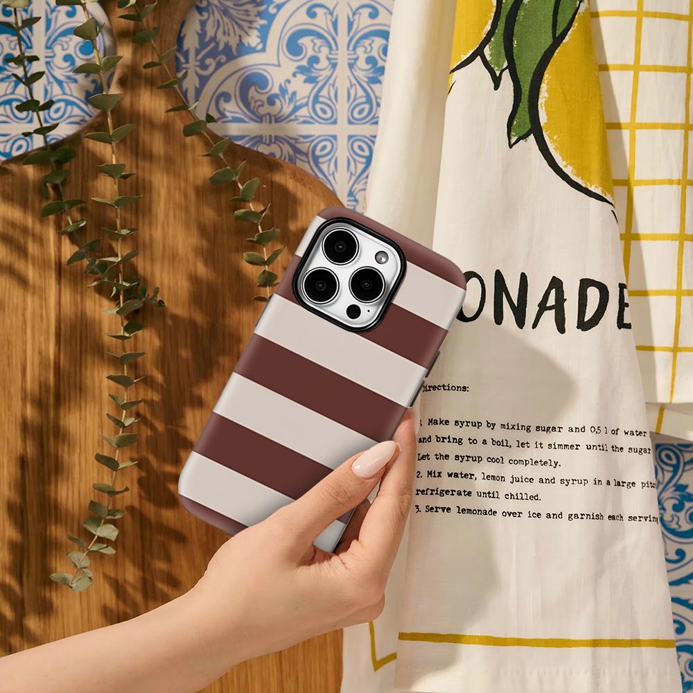 Earth Tone Stripes Phone Case for IPhone 16 15 14 13 12 11 X XS XR XSMAX 7 8 Pro Max Plus Double-layer Back Cover