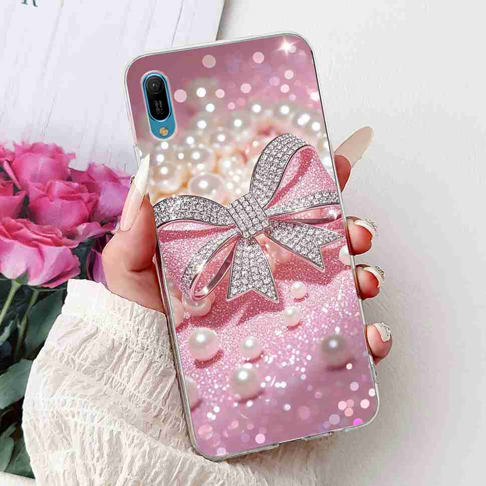 

For Huawei Y6 Pro 2019 MRD-LX2 Case Fashion Flower Love Silicone TPU Shockproof Cover For Huawei Y6Pro Y16 pro 2019 Phone Cases Huawei Y6 Pro 2019