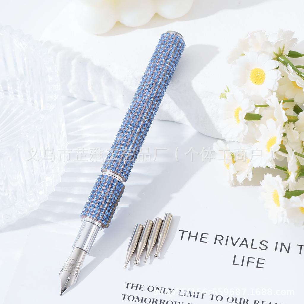 Diamond-encrusted manicure pen, drawing extremely fine manicure pen, painting pen, tracing pen, point drill pen 5 kinds of heads can be replaced