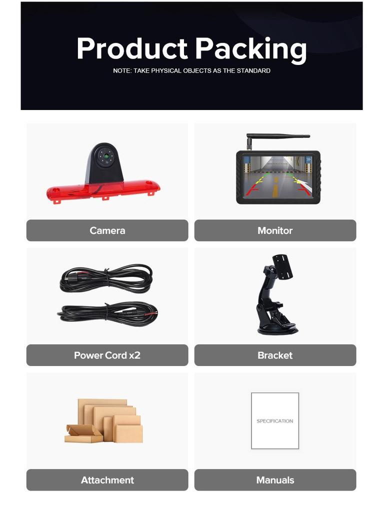 5" Wireless WiFi Brake Light & Reverse Camera Kit for Fiat Ducato