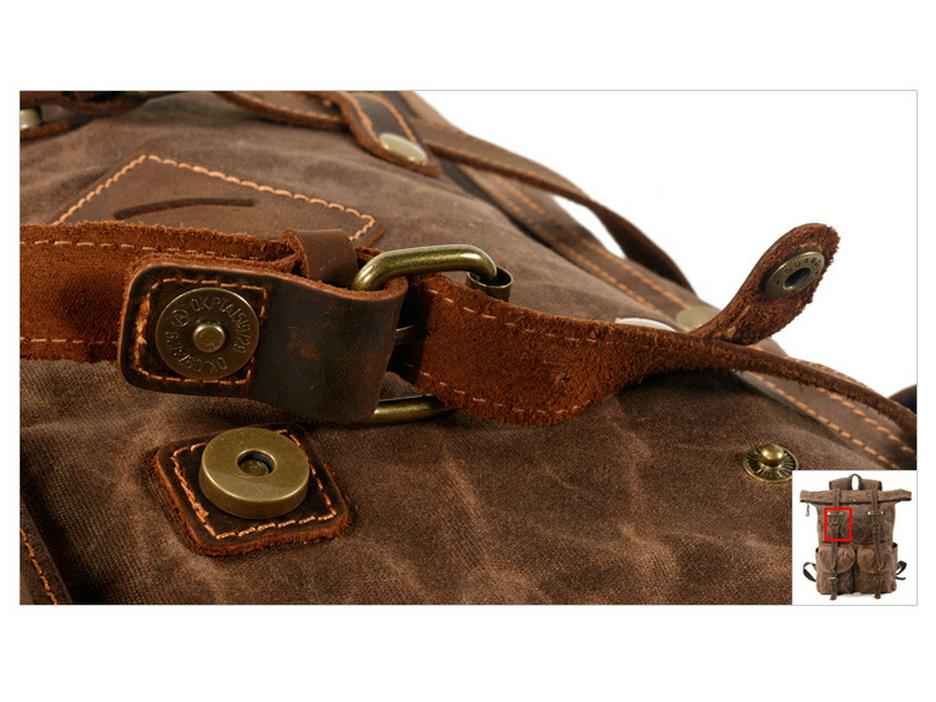 Waterproof Waxed Canvas Travel Backpack with Color-block Design for Men and Women, Fits Laptops