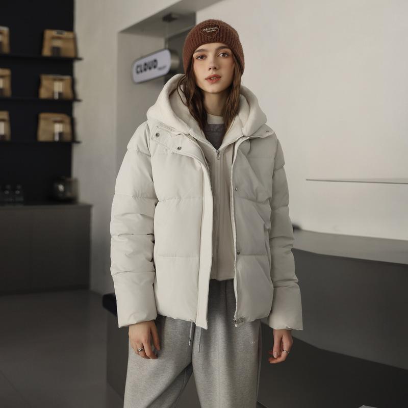 Imitation mink velvet fake two-piece hooded splicing down cotton cotton jacket winter new short bread jacket