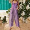 Women's Fashion Casual Loose Back Straps Wide Leg Vintage Printed Jumpsuit