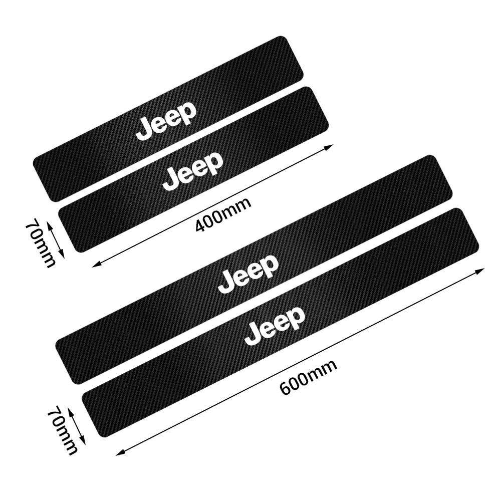 4Pcs Carbon Fiber Car Door Sill Plate Protector Emblem Stickers For JEEP Grand Cherokee Compass Renegade Wrangler JK Gladiator