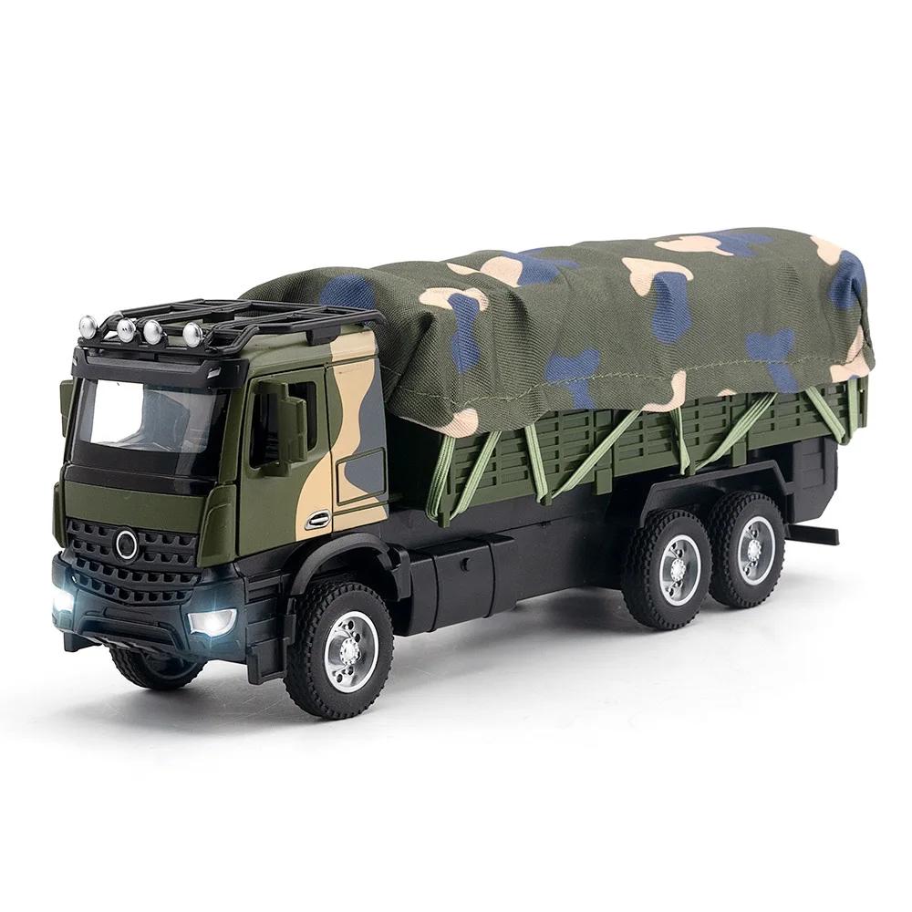 

1:35 Military Transport Truck Toy Car Model Alloy Diecast 2 Doors Opened Vehicle with Light Sound Pull Back Car for Kids Gift зелёный