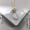 Zhuji Classic Camellia Baroque Pearl Pendant Necklace with Micro-Paved Zircon