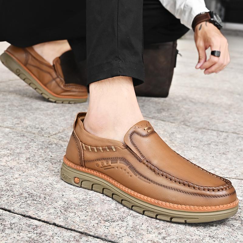 Men's Leather Shoes Handmade Moccasins Loafers Slip on Flats Walking Shoes