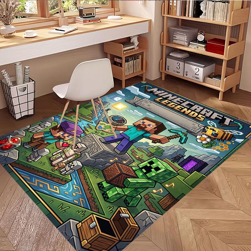 Minecraft1 (4) Print Rug, Washable Floor Carpet, For Entryway Dorm Laundry Room Office Study, Home Decor Birthday Christmas Gift